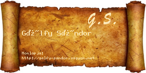 Gálfy Sándor névjegykártya